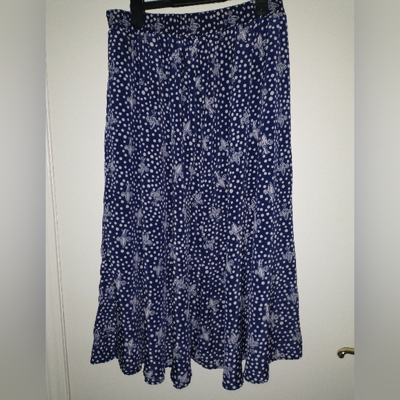 Women's blue and white printed long maxi skirt - Picture 3 of 4